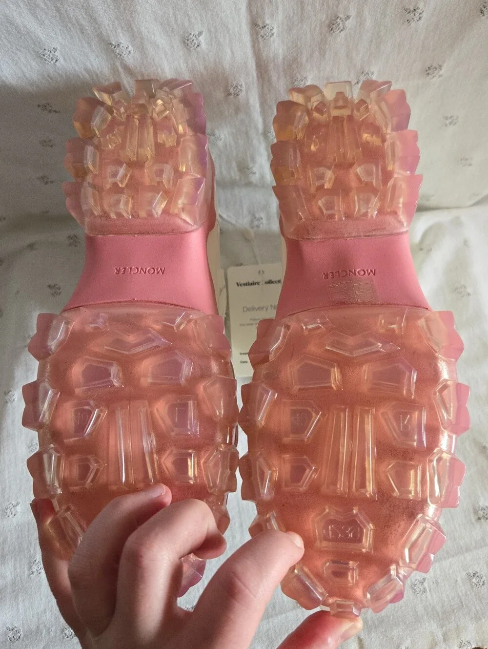 NWOT Moncler Halma Rain Boots White & Pink Size 40 - Picture 5 of 7